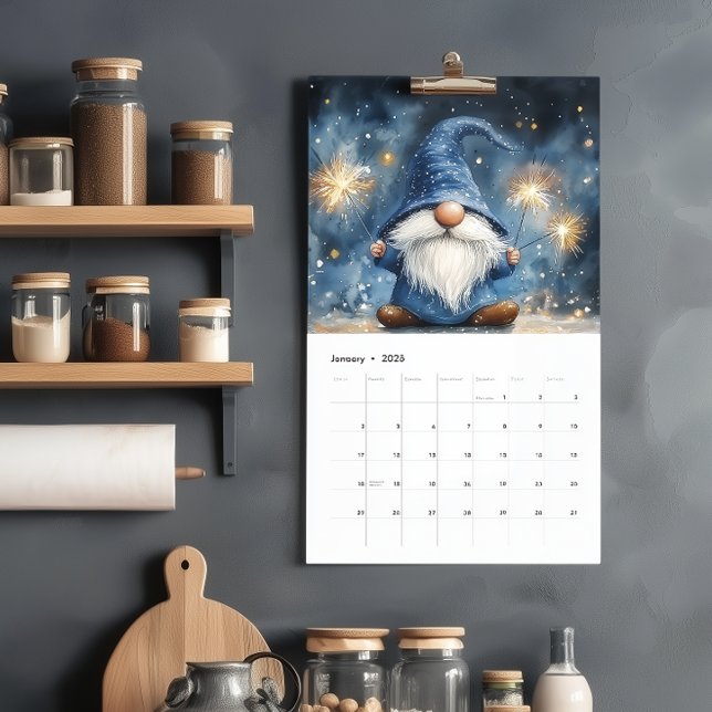 Calendário Adoráveis Gnomos 2027 Página Única (Criador carregado)