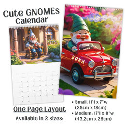 Calendário Adorável arte de Gnomo de Jardim Fofo