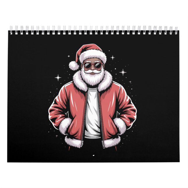 Calendário African American Santa Christmas Pajama Cool Black (Capa)