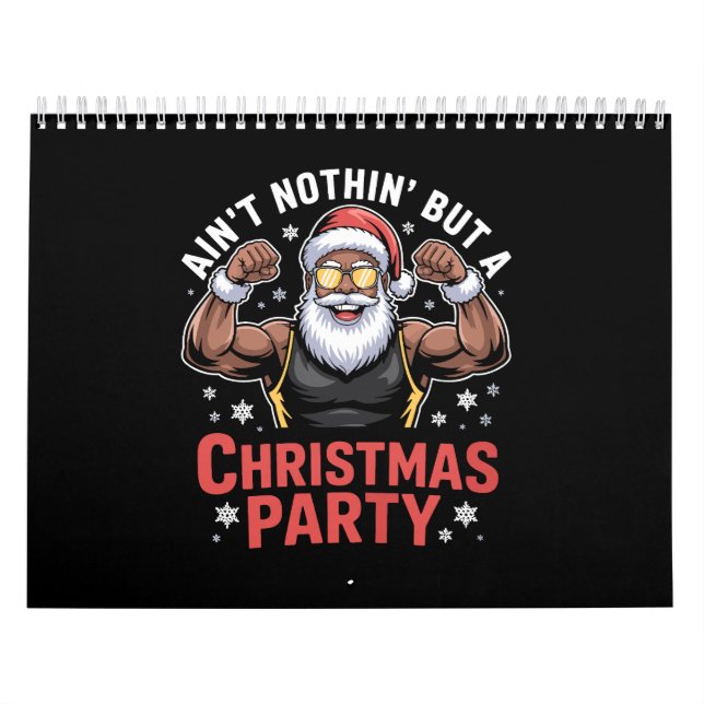 Calendário African American Santa Claus Christmas Pajama (Capa)