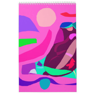 Calendário Água cor-de-rosa excessiva da beringela de Sun da