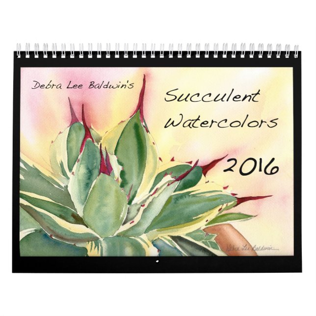 Calendário Aguarelas 2016 do Succulent por Debra Lee Baldwin (Capa)