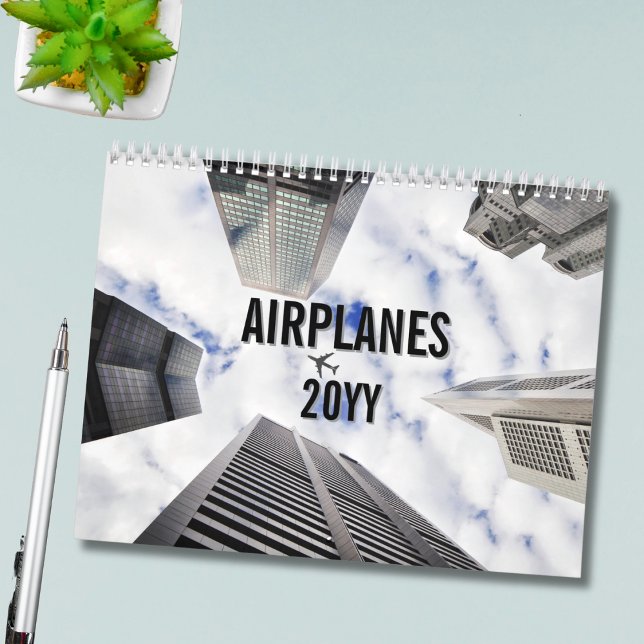 Calendário Airplane  Photo Pilot Aviator Fun Simple 12 Month (Criador carregado)