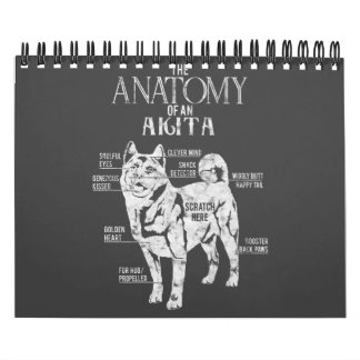 Calendário Akita Dog Lover| Legal Akita Anatomy Clos