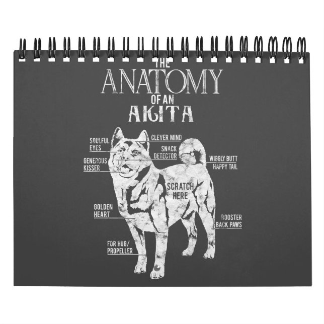 Calendário Akita Dog Lover| Legal Akita Anatomy Clos (Capa)