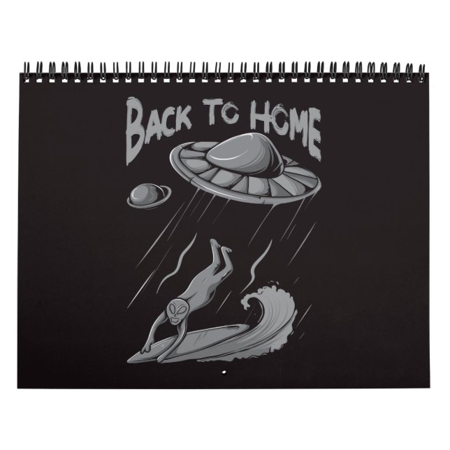 Calendário alienígena ufo surfing ilustrando com retorno ao h (Capa)