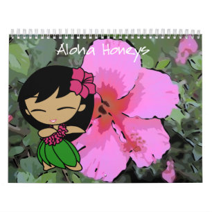 Calendário Aloha Honey Hula Girl Hawaiian Floral