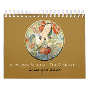 Calendário Alphonse Mucha Os 12 Meses Arte Antiga Art Nouveau