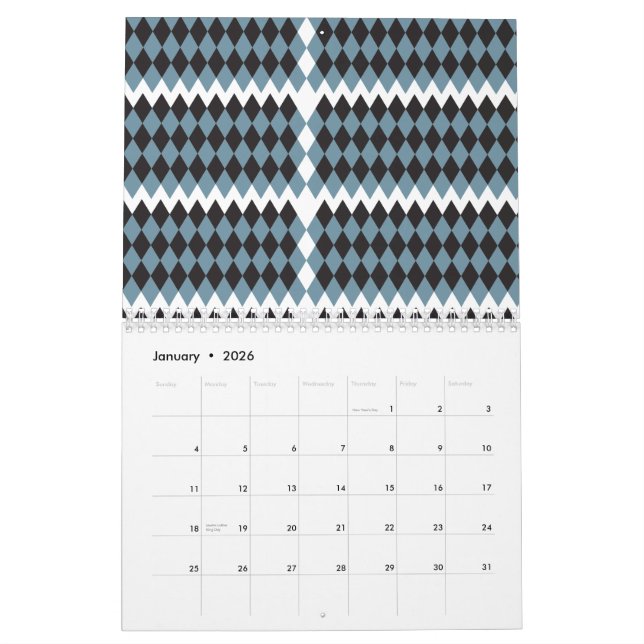 Calendário alta ilustração da capa gráfica damask, (Jan 2026)