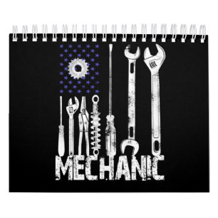 Calendário Amantes Mecânicas  Mechanic USA Flag