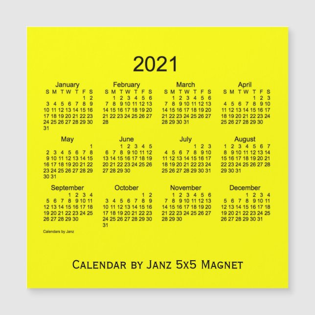 Calendário Amarelo de 2021 por Imagem 5x5 de Janz (Frente)