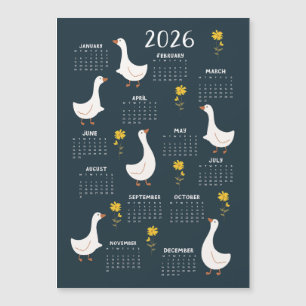 Calendário Amarelo de Flor e Ganso 2026 - Marinho