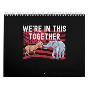 Calendário American Flag Republicano Elephant Democrata Donke