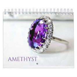 Calendário Ametyst Purple Gemstone Crystal Aestético