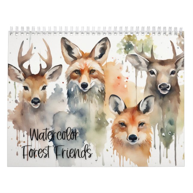 Calendário Amigos da Floresta de Aquarela (Capa)