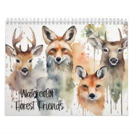 Calendário Amigos da Floresta de Aquarela