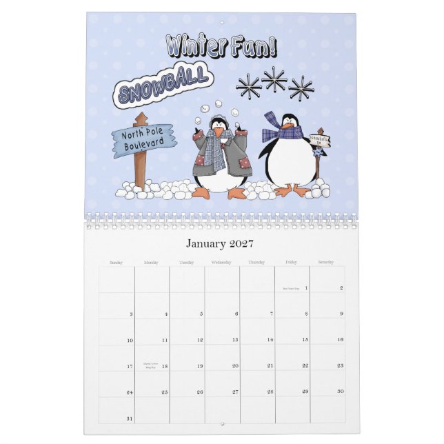 Calendário Amigos da Neve 2012 (Jan 2027)