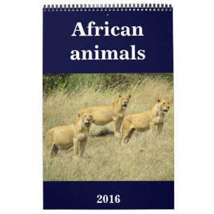 Calendário animais 2016 de África