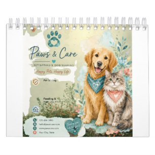 Calendário Animais,Calendário Planeador de Gatos e Cães para 