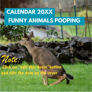 Calendário Animais Engraçados Pooping 2026 Personalizados