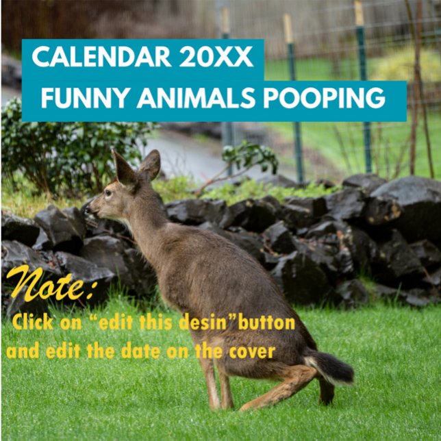 Calendário Animais Engraçados Pooping 2026 Personalizados (Criador carregado)