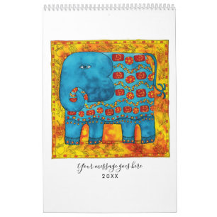 Calendário Animais Estampados Arte Aquarela