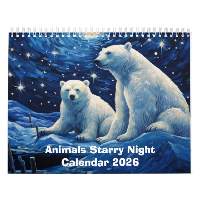 Calendário Animais Noite Estrelada 2026 (Capa)