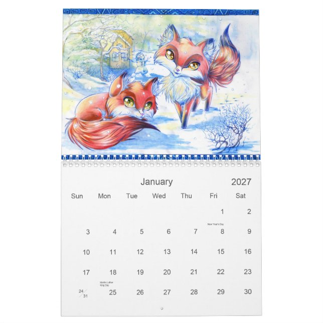 Calendário animal bonito 2013 da arte (Jan 2027)