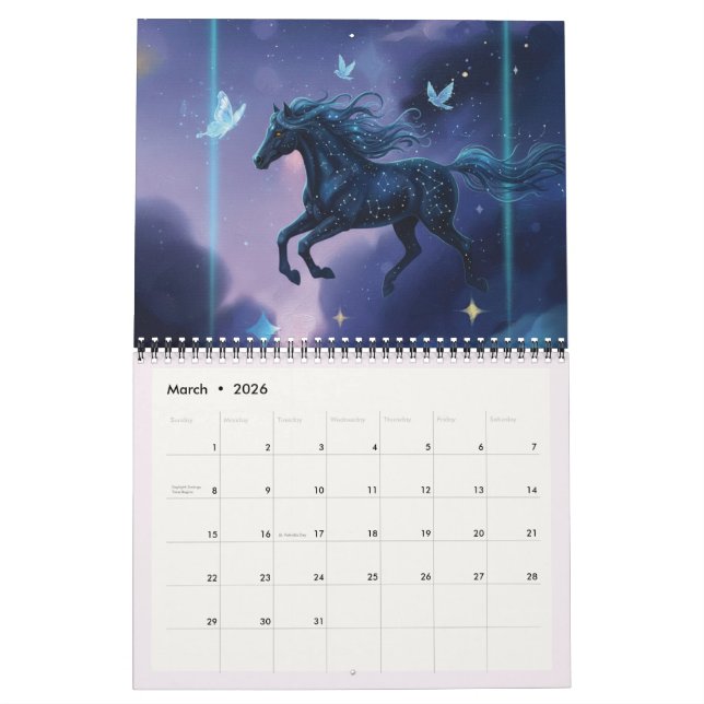 Calendário Animal Calendar 2026 Fantasy Animal Galaxy Night   (Mar 2026)