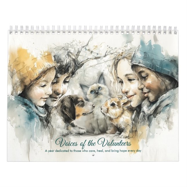 Calendário Animal Rescue Volunteers Watercolor Art (Capa)
