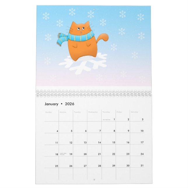 Calendário Ano do gato de Cuteness (Jan 2026)