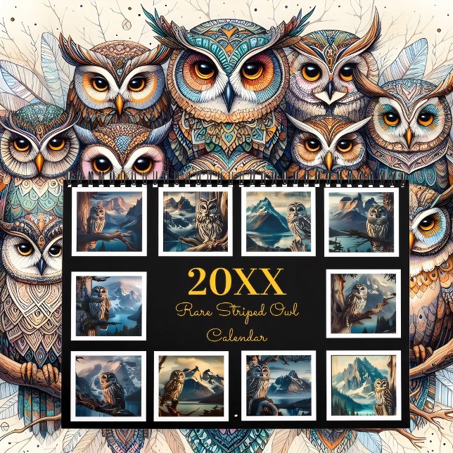 Calendário Ano-sombra das montanhas com coruja galhada 20XX (Criador carregado)