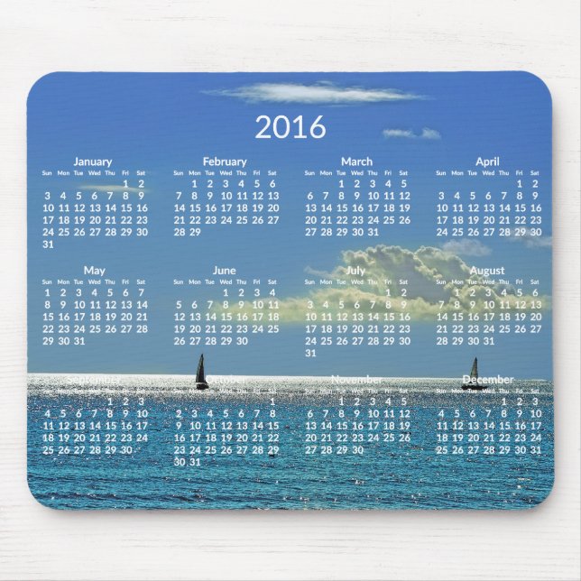 Calendário Anual 2016 Mousepads Beach Photo (Frente)