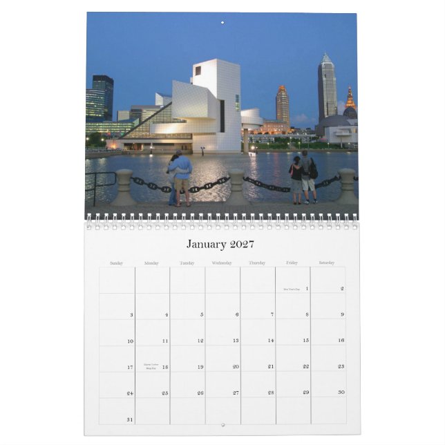 Calendário Anual de Cleveland Ohio (Jan 2027)