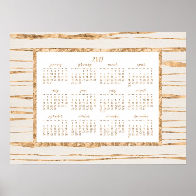 Calendário Anual de Folha Ouro 2017 Poster (Frente)