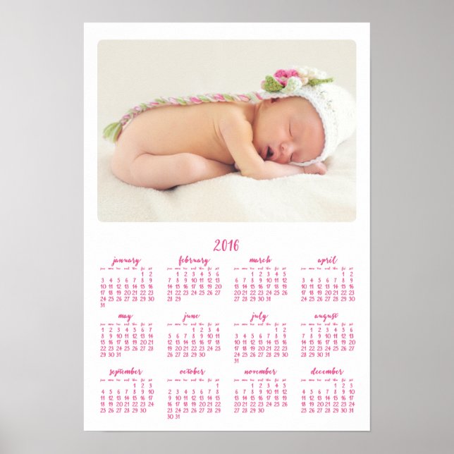 Calendário Anual de Poster Personalizado Branco 20 (Frente)