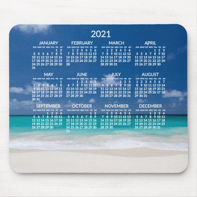 Calendário anual de praia 2021 Mousepads Adicionar (Frente)