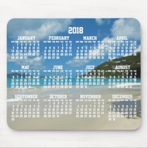 Calendário Anual de Praia Mouse pads 2018