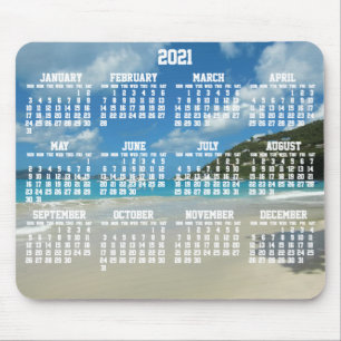 Calendário Anual de Praia Mouse pads 2021