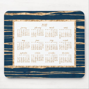 Calendário Anual do Gold Foil 2017 Mouse pads Azul