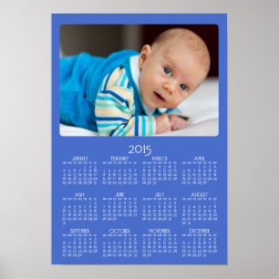 Calendário Anual do Poster Azul Personalizado 2015