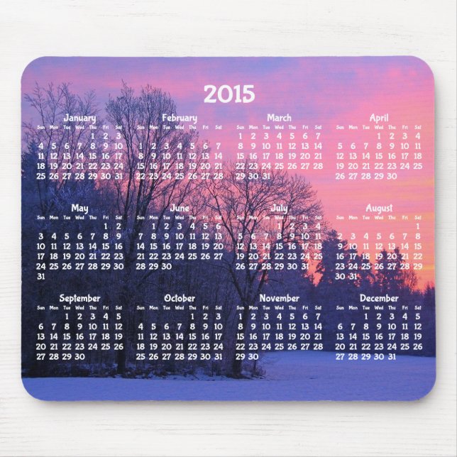 Calendário Anual Personalizado 2015 Mouse pads Win (Frente)