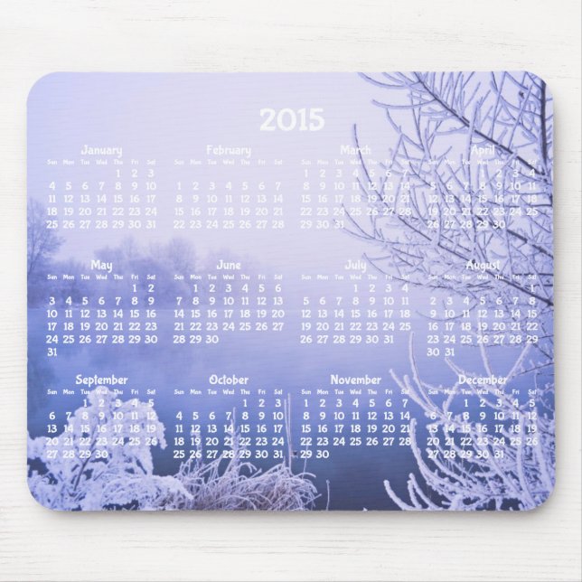 Calendário Anual Personalizado 2015 Mouse pads Win (Frente)