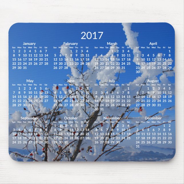 Calendário Anual Personalizado 2017 Mouse pads Win (Frente)