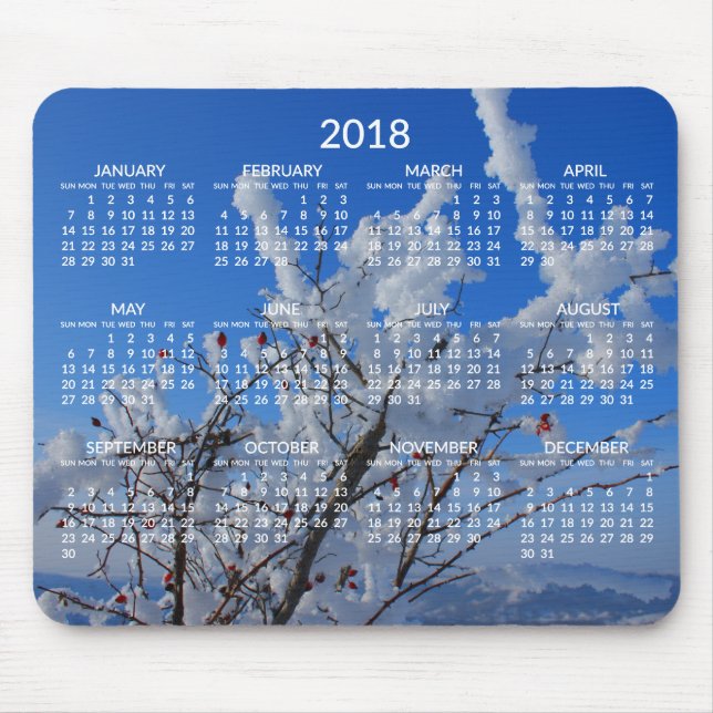 Calendário Anual Personalizado 2018 Mouse pads Win (Frente)