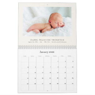 Calendário Anúncio de Nascimento de Bebê com Foto Elegante 20