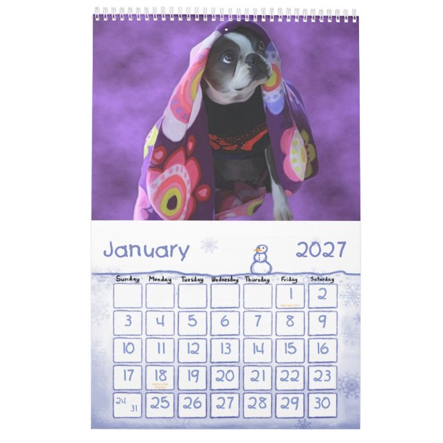 Calendário Apenas Bostons (Jan 2027)