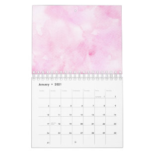 Calendário Aquarela Abstrata Rosa Cor Mista Colorida