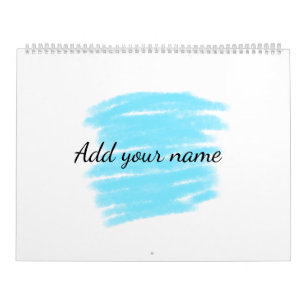 Calendário Aquarela azul adicionar nome texto mensagem aqui j
