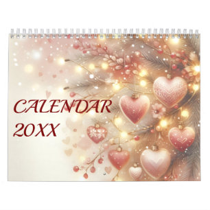 Calendário Aquarela Sazonal Amor Pastel Romântico